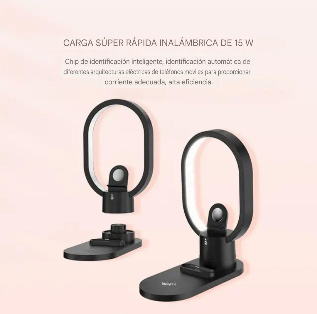 Estación de Carga Inalámbrica y Lámpara LED 4 en 1